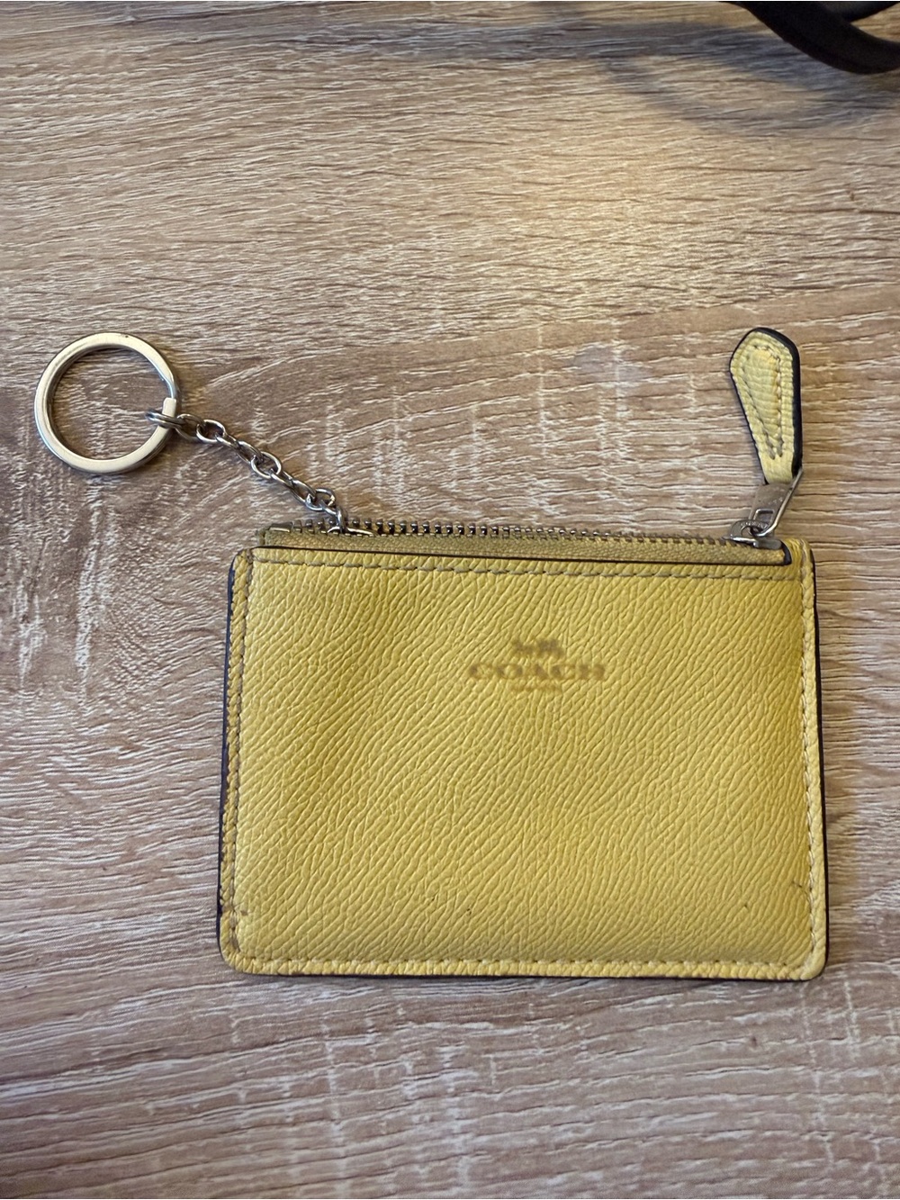 Coach Yellow Leather Zip Card Case Keychain